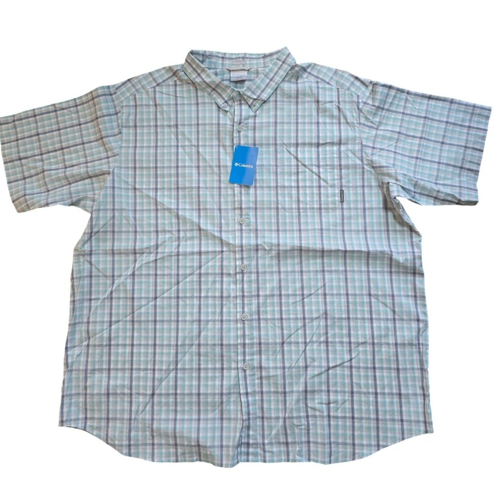 NEW Columbia Rapid Rivers Blue/Green Plaid Short Sleeve Shirt Size 4XT